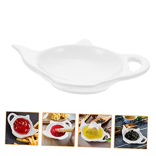 UPKOCH 2pcs Ceramic Tea Bag Saucer Snail Decor Mini Accessories Mini Teapot Tea Bag Dispenser Tea Bag Tray Teabag Rest Teabag Dishes Delicate Teabag Holder Teabag Tray White Ceramics Dip