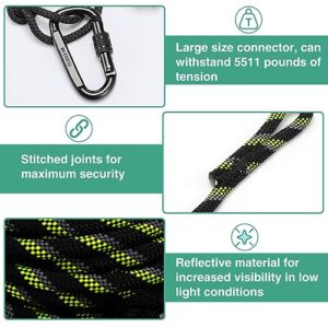 Hunter Reflective Safety Rope for Tree Stand 30ft 9ft - Heavy Duty 1300 Lb Rated Hunting Linemans Lifeline Rope with Adjustable Prusik Knot, Durable Tree Tether for Tree Harness