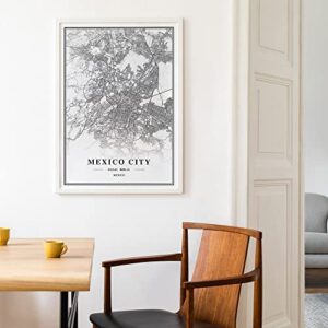 Dear Mapper Mexico City View Abstract Road Modern Map Art Minimalist Painting Black and White Canvas Line Art Print Poster Art Print Poster Home Decor (Set of 3 Unframed) (12x16inch)