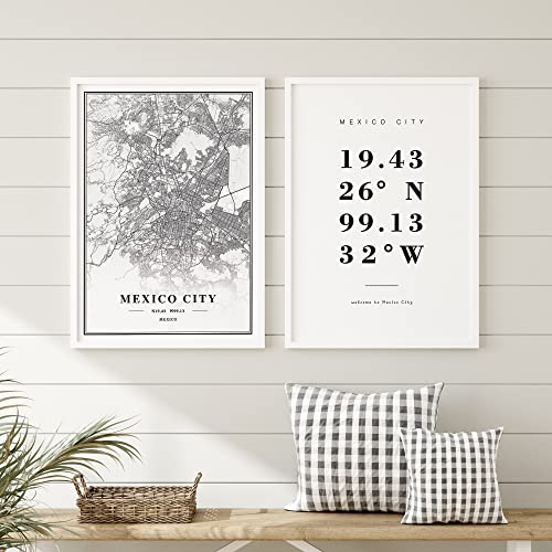 Dear Mapper Mexico City View Abstract Road Modern Map Art Minimalist Painting Black and White Canvas Line Art Print Poster Art Print Poster Home Decor (Set of 3 Unframed) (12x16inch)