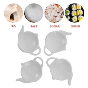 Soy Sauce Dish 4pcs Teapot Shaped Tea Bag Holder Teabag Coaster Seasoning Dish Teabag Holder Saucer Spoon Rests Snack Dish Appetizer Plates White Tea Plates