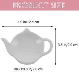 Soy Sauce Dish 4pcs Teapot Shaped Tea Bag Holder Teabag Coaster Seasoning Dish Teabag Holder Saucer Spoon Rests Snack Dish Appetizer Plates White Tea Plates