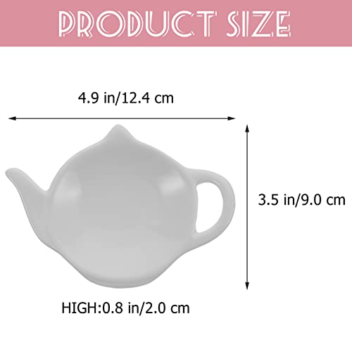 Soy Sauce Dish 4pcs Teapot Shaped Tea Bag Holder Teabag Coaster Seasoning Dish Teabag Holder Saucer Spoon Rests Snack Dish Appetizer Plates White Tea Plates