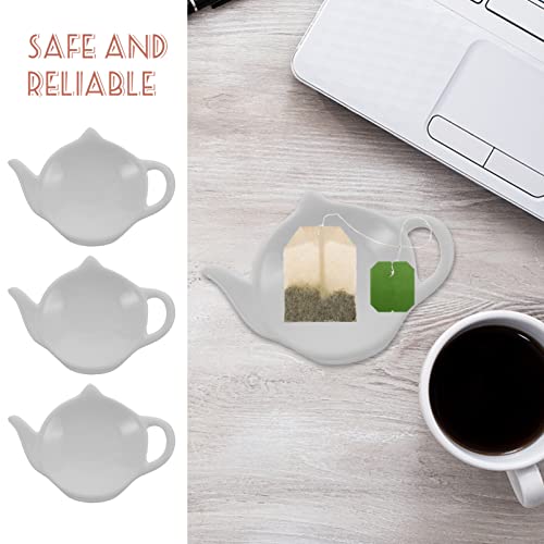 Soy Sauce Dish 4pcs Teapot Shaped Tea Bag Holder Teabag Coaster Seasoning Dish Teabag Holder Saucer Spoon Rests Snack Dish Appetizer Plates White Tea Plates