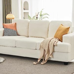 VanAcc 89" Sofa, Comfy Sofa Couch with Extra Deep Seats, Modern Sofa- 3 Seater Sofa, Couch for Living Room Apartment Lounge, Offwhite Bouclé