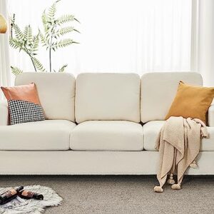 VanAcc 89" Sofa, Comfy Sofa Couch with Extra Deep Seats, Modern Sofa- 3 Seater Sofa, Couch for Living Room Apartment Lounge, Offwhite Bouclé