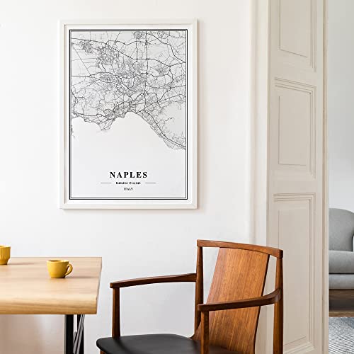 Dear Mapper Naples Italy View Abstract Road Modern Map Art Minimalist Painting Black and White Canvas Line Art Print Poster Art Print Poster Home Decor (Set of 3 Unframed) (16x24inch)