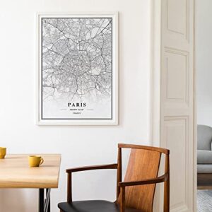 Dear Mapper Paris France View Abstract Road Modern Map Art Minimalist Painting Black and White Canvas Line Art Print Poster Art Print Poster Home Decor (Set of 3 Unframed) (16x24inch)
