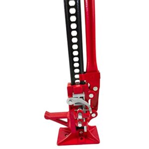 AoKuElec Heavy Duty Farm Jack 33 inch, High Lift Ratcheting Off Road Utility Jack with Wide Base, Cast and Steel, Stand 6000 lbs/3 Tons Capacity Red