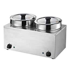 easyrose commercial food warmer 2x6.9qt round soup pot steam table food warmer buffet bain marie pot with temperature control & lids, electric soup warmer for catering and restaurants - 110v, 400w