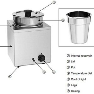 EASYROSE Commercial Food Warmer 2X6.9QT Round Soup Pot Steam Table Food Warmer Buffet Bain Marie Pot with Temperature Control & Lids, Electric Soup Warmer for Catering and Restaurants - 110V, 400W