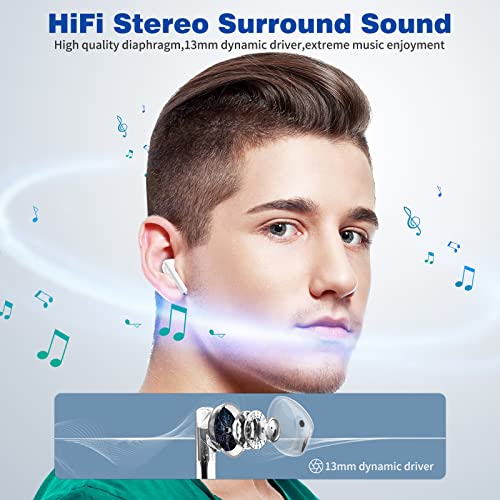 Wireless Earbuds for Samsung S23 Ultra S22 A53, 5.3 Bluetooth Headphones Noise Canceling Ear Bud with Earhooks Touch Control Stereo for iPhone 14 Pro Max 13 12 X Pixel 7 Pro 6 6A OnePlus 11 Android