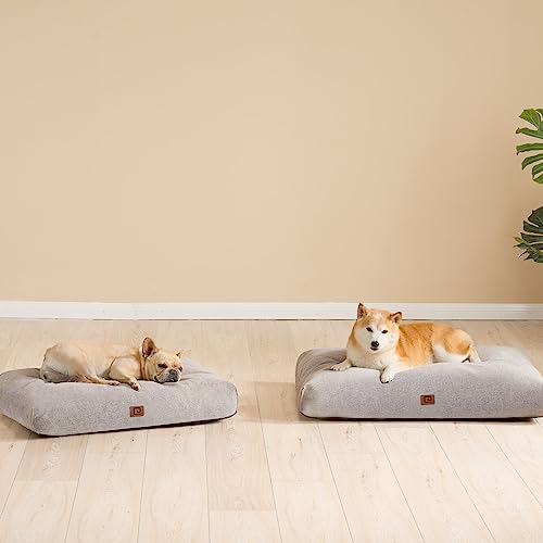 EHEYCIGA Shredded Memory Foam Dog Beds for Large Dogs, Waterproof Orthopedic Large Dog Bed for Crate with Washable Removable Cover, Pet Bed Dog Mattress Dog Pillow with Non-Slipped Bottom, Grey