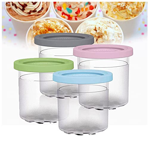 Creami Deluxe Pints, for Ninja Creami Pints and Lids - 4 Pack, Creami Deluxe Dishwasher Safe,Leak Proof for NC301 NC300 NC299AM Series Ice Cream Maker