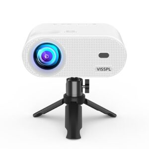 mini projector, visspl 1080p supported video projector, portable outdoor projector with tripod, kids gift, home theater movie projector compatible with android/ios/windows/tv box/hdmi/usb