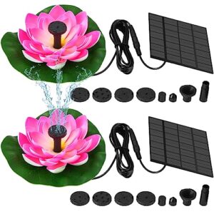 Hiboom 2 Pcs Solar Water Fountain with Lotus Leaf Solar Bird Bath Fountain Pump Solar Fountain with 6 Nozzles Solar Powered Bird Bath Floating Fountain Panel Solar Water Fountain for Fish Tank Pool