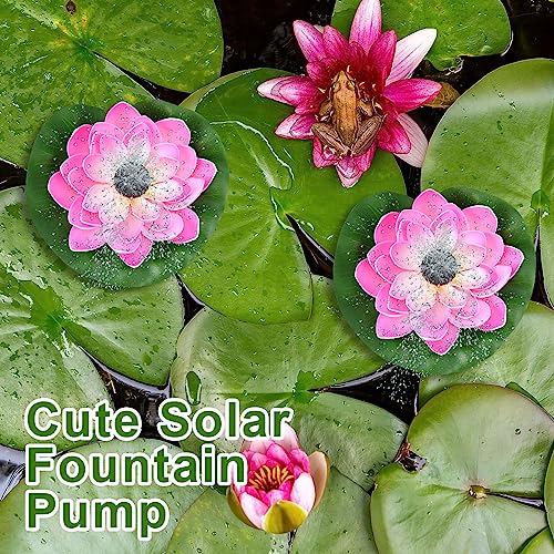 Hiboom 2 Pcs Solar Water Fountain with Lotus Leaf Solar Bird Bath Fountain Pump Solar Fountain with 6 Nozzles Solar Powered Bird Bath Floating Fountain Panel Solar Water Fountain for Fish Tank Pool