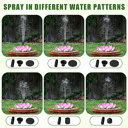 Hiboom 2 Pcs Solar Water Fountain with Lotus Leaf Solar Bird Bath Fountain Pump Solar Fountain with 6 Nozzles Solar Powered Bird Bath Floating Fountain Panel Solar Water Fountain for Fish Tank Pool