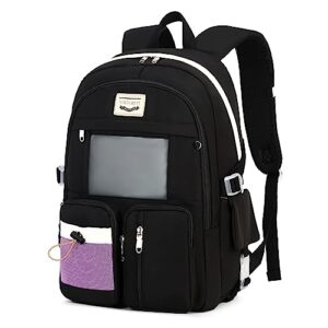 virturevi girls backpack for school backapck for teen girls waterproof school bag bookbag for girls black