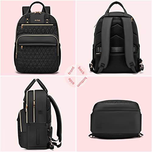 17.3 Inch Cute School Backpack Bookbag for Teen Girls College Student, Fashion Waterproof Backpack Teacher Stylish Travel Bags Vintage Work Daypacks,Quilted Black