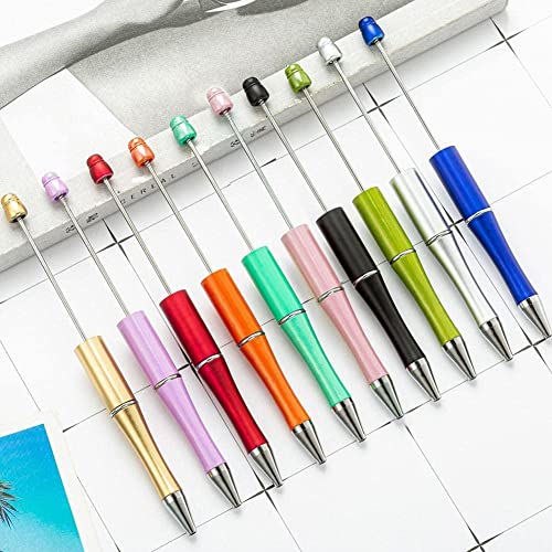 Fun Beaded Ballpoint Pen Creativity Plastic Multicolor Fun Handmade Bead Ball Wr Pens Jewelry Stationery K2g8 Student Stationery pen,pretty colors,cute women stylus pens,cussing quality white