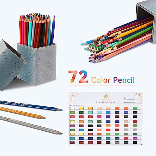 Heshengping 72 Colors Colored Pencils Set for Adult Coloring Books, Professional Numbered Art Supplies Drawing Pencils kit for Sketching Coloring Soft Oil Based Cores Ideal for Adults Teens Beginners