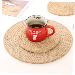 DECHOUS 1 PC Insulated Placemat Coaster Coasters for Drinks Placemats Round Linen Placemats Household Coaster Placemat Hand Braided Jute Placemats Insulation Mat Set Small