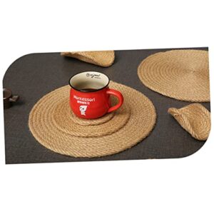 DECHOUS 1 PC Insulated Placemat Coaster Coasters for Drinks Placemats Round Linen Placemats Household Coaster Placemat Hand Braided Jute Placemats Insulation Mat Set Small