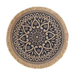 dechous 1pc jute placemats glass coasters for drinks natural home decor office desk decorations mandala dinking coasters round cup mat pad dining table placemat household place mat linen