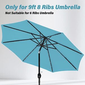 Simple Deluxe 9' Patio Outdoor Table Market Yard Umbrella Replacement Top Cover with 8 Ribs, 9ft Canopy, Turquoise Canopy