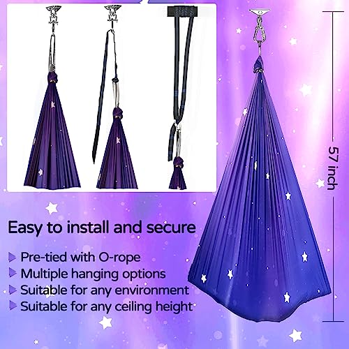 Sensory Swing for Kids Indoor & Outdoor Double Layer Therapy Cuddle Swing Hammock Chair with 360° Swivel Hanger Kit Adjustable Swing for Child and Adult with Aspergers Autism ADHD (Purple)