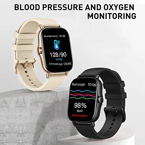 DOVIICO Smart Watch,1.69'' Full Touch Screen Fitness Smart Watch for iOS/Android Phones with Real Time Heart Rate Monitor/Blood Pressure/Oxygen Tracker with Smart Watches for Women Men(Silver)