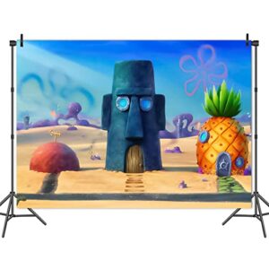 5x3ft Underwater Pineapple House Photography Backdrops Patrick Star Theme Birthday Party Decor Photo Background Cartoon Animation