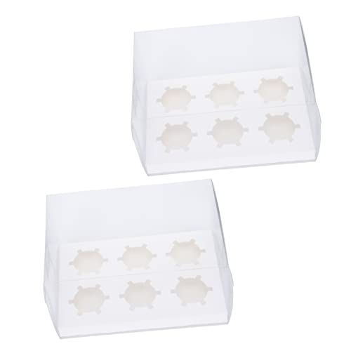 ULTECHNOVO 2pcs Packaging Boxes Cupcake Box Clear Cake Stand Clear Cake Box Mini Paper Cups Cake Packing Box Muffins Containers Box Disposable Pastry Box Cupcake Holder Cake Packaging Boxes