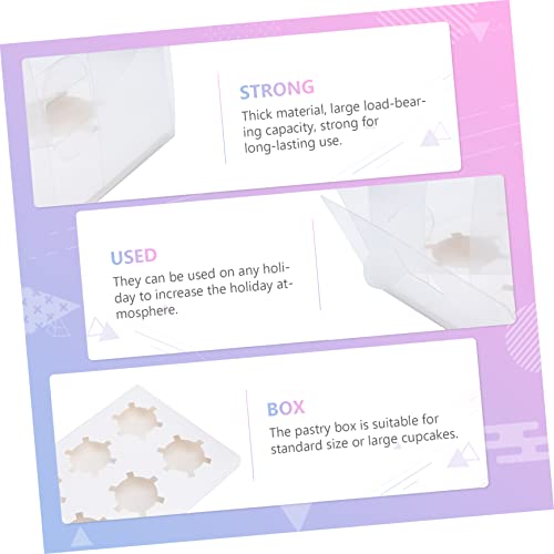 ULTECHNOVO 2pcs Packaging Boxes Cupcake Box Clear Cake Stand Clear Cake Box Mini Paper Cups Cake Packing Box Muffins Containers Box Disposable Pastry Box Cupcake Holder Cake Packaging Boxes