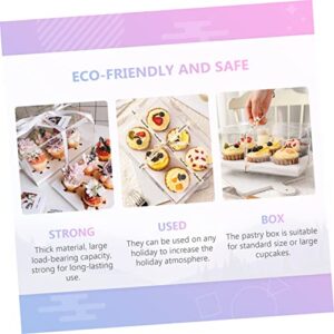 ULTECHNOVO 2pcs Packaging Boxes Cupcake Box Clear Cake Stand Clear Cake Box Mini Paper Cups Cake Packing Box Muffins Containers Box Disposable Pastry Box Cupcake Holder Cake Packaging Boxes