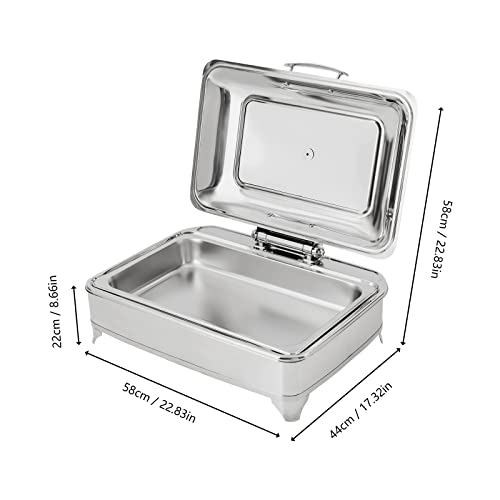 Fichiouy 9L/ 9.5QT Stainless Steel Buffet Server Set with One Large Warming Tray, Chafing Dish Buffet Set Adjustable Temperature Hot Plate with One Transparent Lid