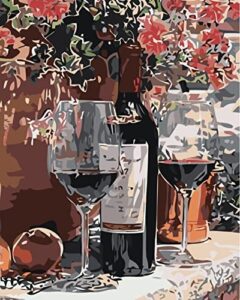 tishiron paint by number wine glass diy paint by numbers kit for adults kids diy canvas painting by numbers wine painting acrylic painting arts craft for home decoration red wine glass 16x20 inch