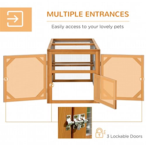 ZSEDP 55" Wooden Chicken Cages, Large Chicken Run with Combinable Design, Poultry Pen, Orange