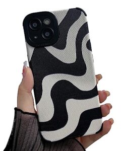 jyjfmlzc compatible with iphone 13 cute wave pattern mobile case for women girls，soft tpu anti-bump phone case zebra pattern design silicone case for iphone 13(black&white)