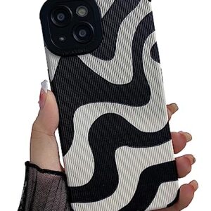 JYJFMLZC Compatible with iPhone 13 Cute Wave Pattern Mobile Case for Women Girls，Soft TPU Anti-Bump Phone Case Zebra Pattern Design Silicone Case for iPhone 13(Black&White)