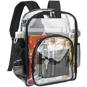 baleine clear backpack for girls, clear backpacks for school, heave duty pvc clear bags clear bookbag (black)