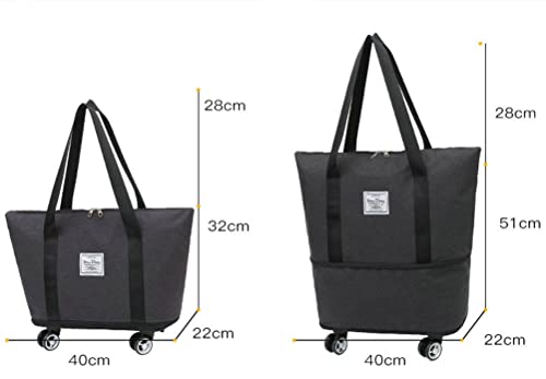 Upgrade Shopping Bag with Wheels Portable Trolley Bags Grocery Cart Hand Pulling Utility Universal Wheels Bag Folding Shopping Cart Trave Bag- Larger & Waterproof & Strong(Grey-B0C6F8FP2Q)