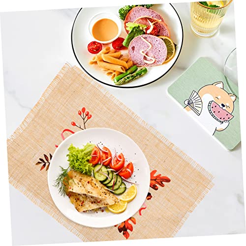 Thanksgiving Table Pad 4pcs Thanksgiving Jute Meal Linen Set Halloween Home Decor Cup Coasters for Table Thanksgiving Table Pad Maple Leaves Cotton Table Mats Mat Jute