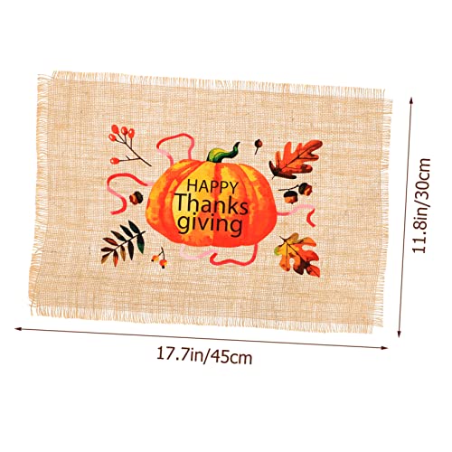 Thanksgiving Table Pad 4pcs Thanksgiving Jute Meal Linen Set Halloween Home Decor Cup Coasters for Table Thanksgiving Table Pad Maple Leaves Cotton Table Mats Mat Jute