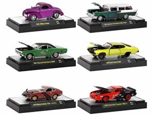 m2 auto meets set of 6 cars in display cases release 67 limited edition 1/64 diecast model cars machines 32600-67