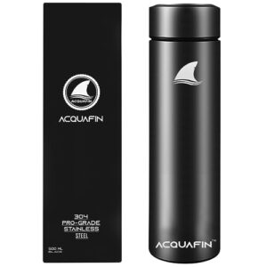 ACQUAFIN Vacuum Insulated Water Bottle - Digital Tumbler with Smart LED Temperature Display - Leak Proof 24H Thermos for Travel, School, Sports, Coffee, Tea, and Cold Drinks 500ML (Black).