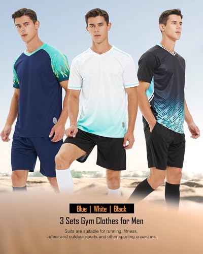 6 Pack Gym Shirts for Men Workout Set Athletic Clothes Outfits Gym Active Athletic Basketball Running Shirts Shorts