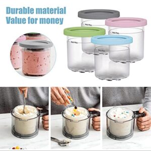 RALIRA Creami Deluxe Pints,ice Cream Pints Cup for Ninja Cream Pints, Ice Cream Storage Containers With Lids for Nc301 Nc300 Nc299amz Series Ice Cream Maker,Gray+Pink