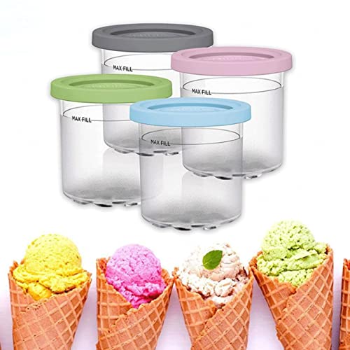 RALIRA Creami Deluxe Pints,ice Cream Pints Cup for Ninja Cream Pints, Ice Cream Storage Containers With Lids for Nc301 Nc300 Nc299amz Series Ice Cream Maker,Gray+Pink